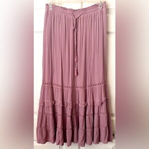 In Loom Mauve Tiered Maxi Skirt